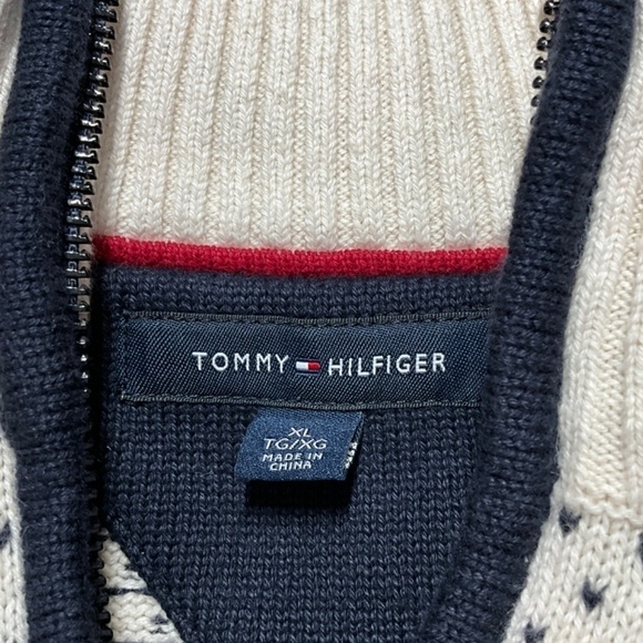 TOMMY HILFIGER 100% Cotton Nordic Design Quarter Zip Sweater US Sz XL - Picture 4 of 7